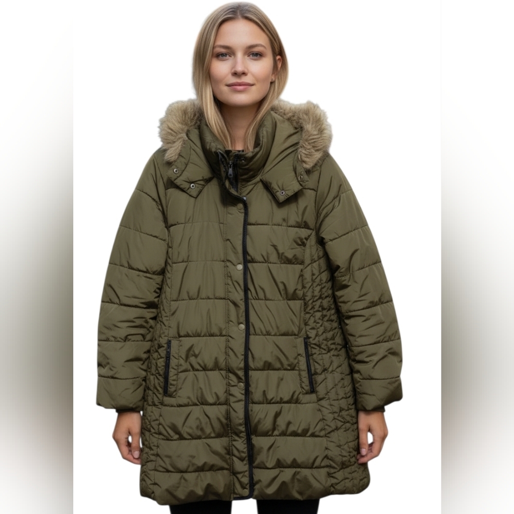 Old Navy Olive Green Puffer Jacket with Hood